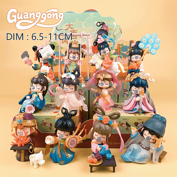 Tang Dynasty style figurines, trendy toys, blind box figurines, and ornaments Pop mart