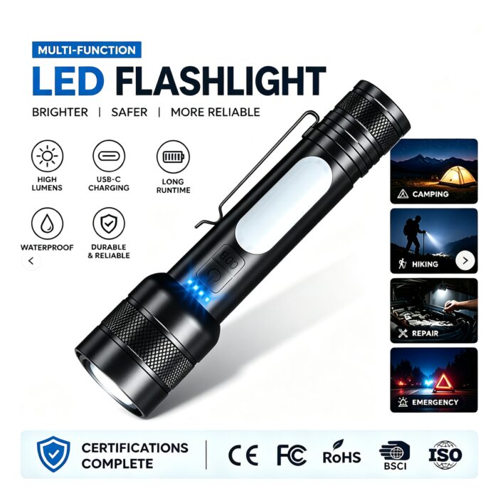 Hot Sale Rechargeable Aluminum Alloy IP44 Portable Flashlight