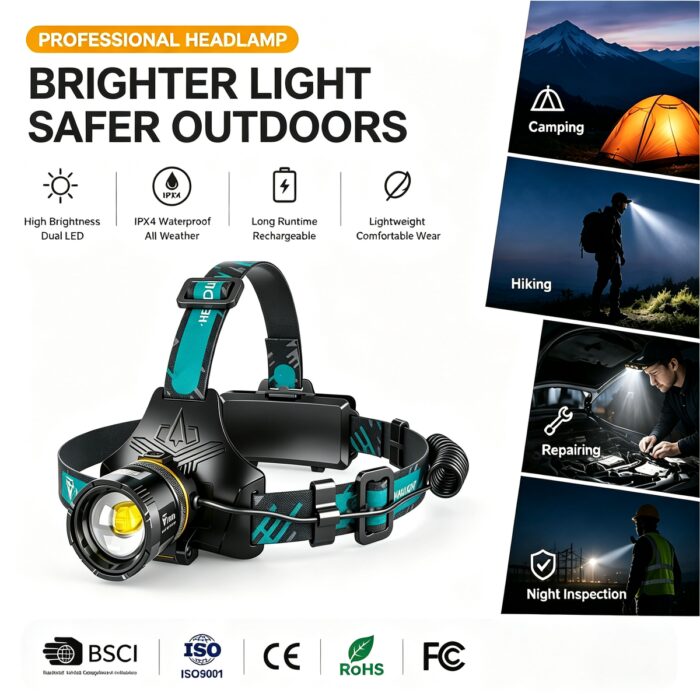 Factory-direct Cross-border Outdoor Camping Induction Headlamp