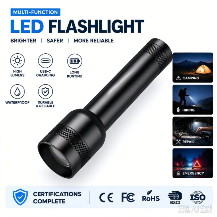 OEM ODM Customized LED Aluminum Alloy Strong Light Flashlight IP44 Waterproof 150LM Portable Outdoor Emergency Camping Hunting
