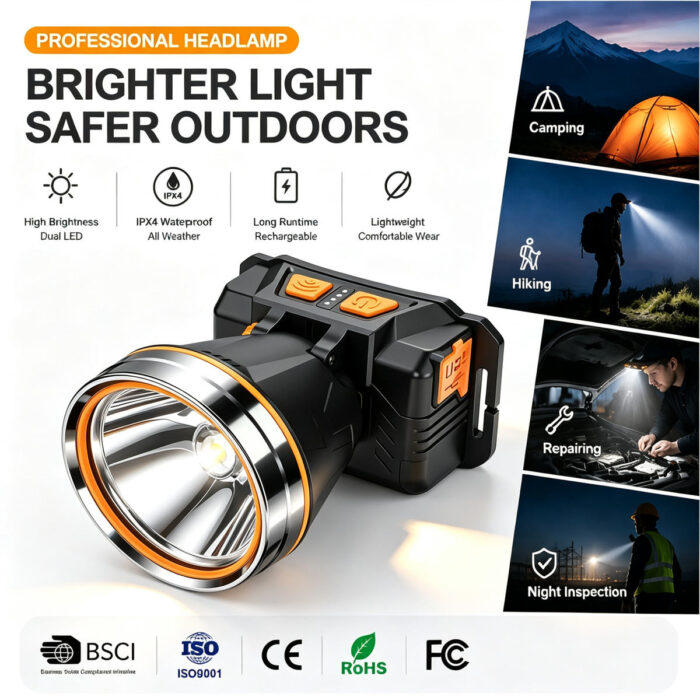 LED Head Lamp Rechargeable Headlamp Waterproof