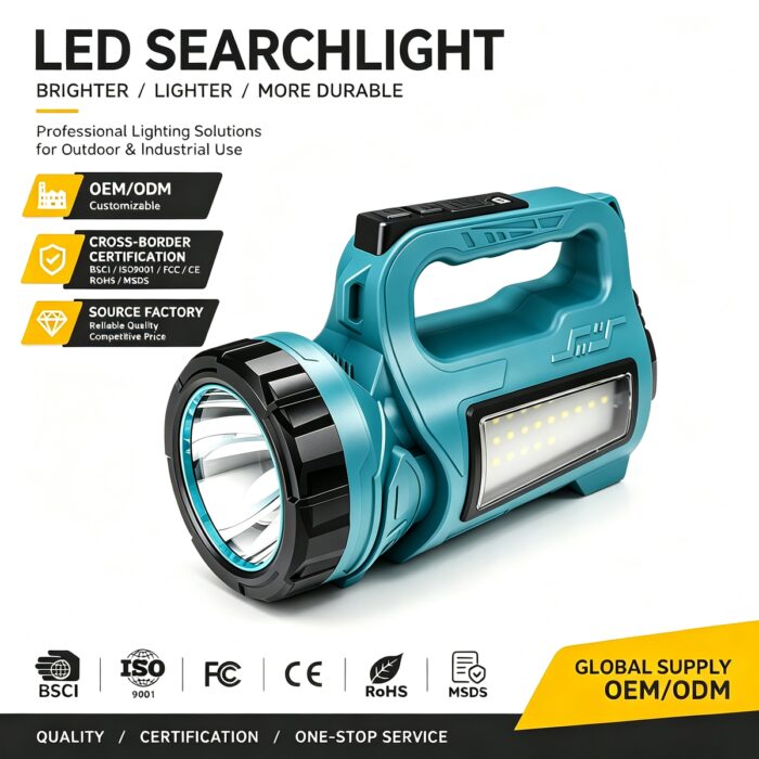 Durable Hand Held LED Searchlight Multi Light Mode