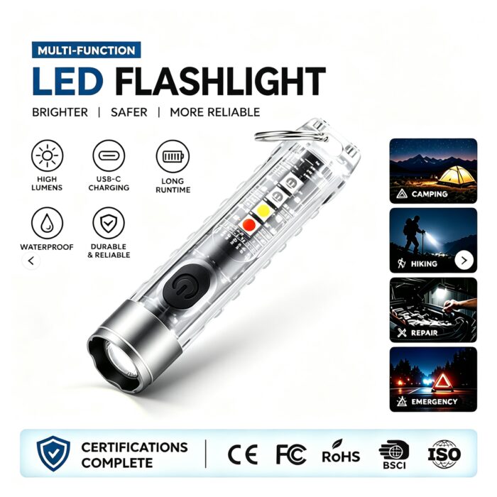 Mini Lightweight Rechargeable ABS Waterproof USB Flashlight