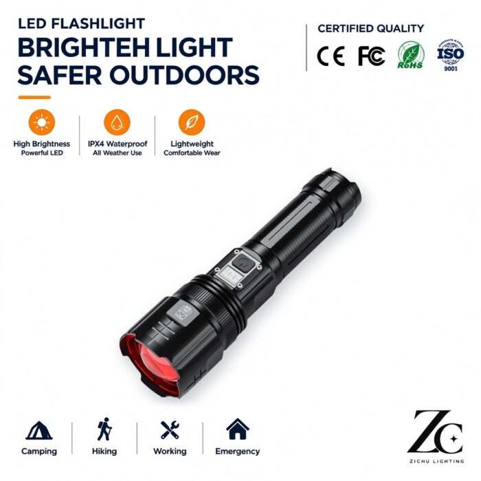 Factory Wholesale Strong Light Flashlight High Lumen Type-C