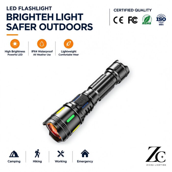 Factory Wholesale USB Rechargeable Tactical Flashlight